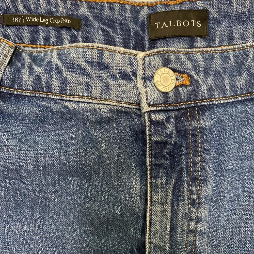 Talbots High Waist Wide Leg Cropped Ombré Blue Jeans Women‎ Size 16P - Picture 3 of 5